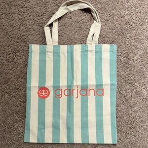 Gorjana Tote Bag - Aqua and Cream Stripes